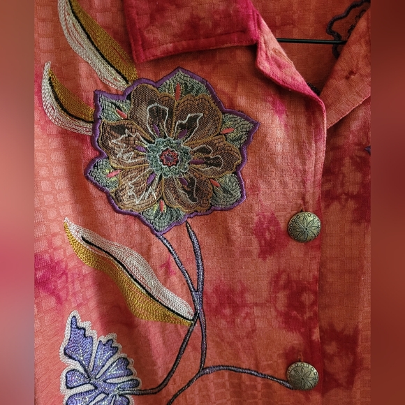 Timbuktu Station Vintage Embroidered Floral Blazer Women's XL Jacket - Picture 2 of 7